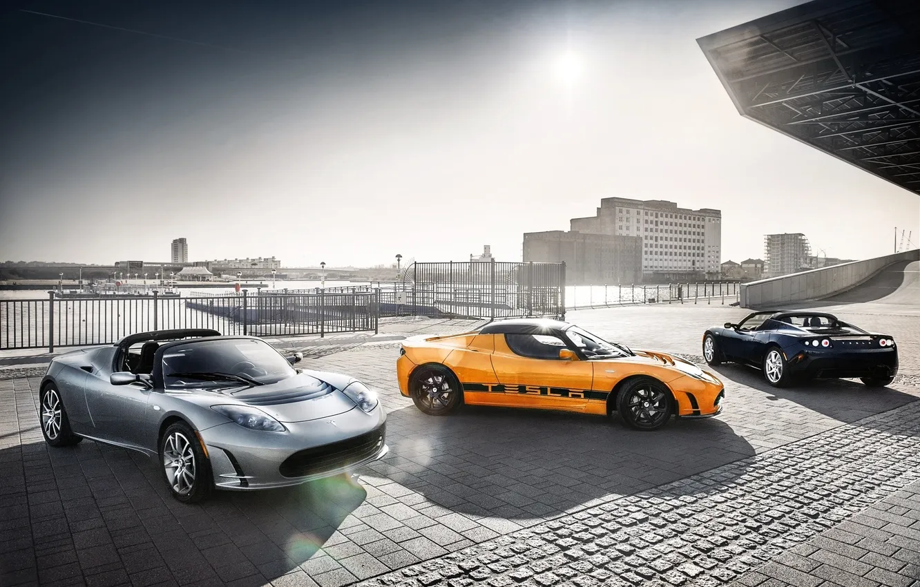 Фото обои Roadster, cars, auto, Tesla, тесла, электрокар, Tesla Roadster, сabrio