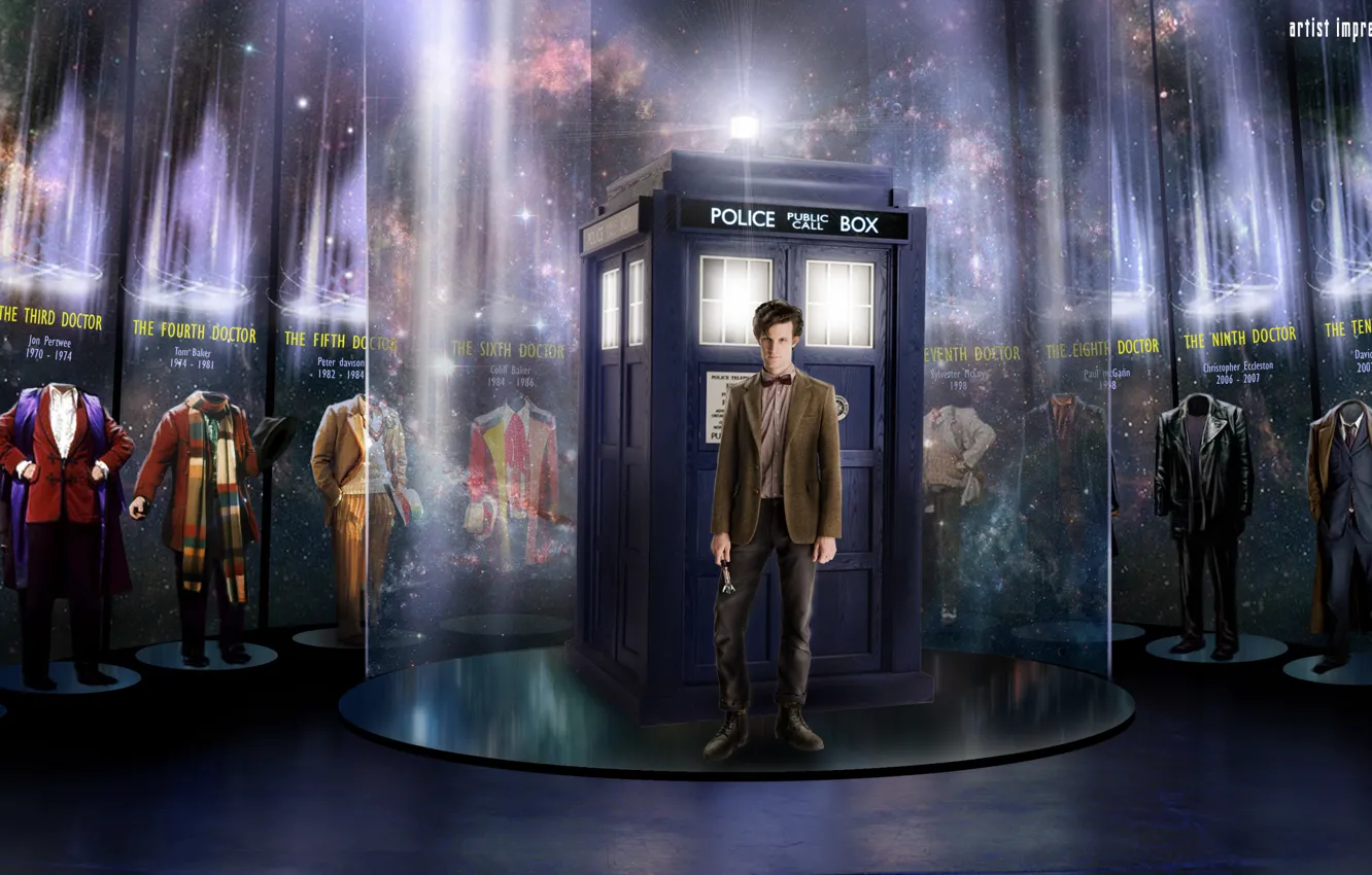Фото обои фантастика, арт, актер, мужчина, Doctor Who, Доктор Кто, ТАРДИС, TARDIS