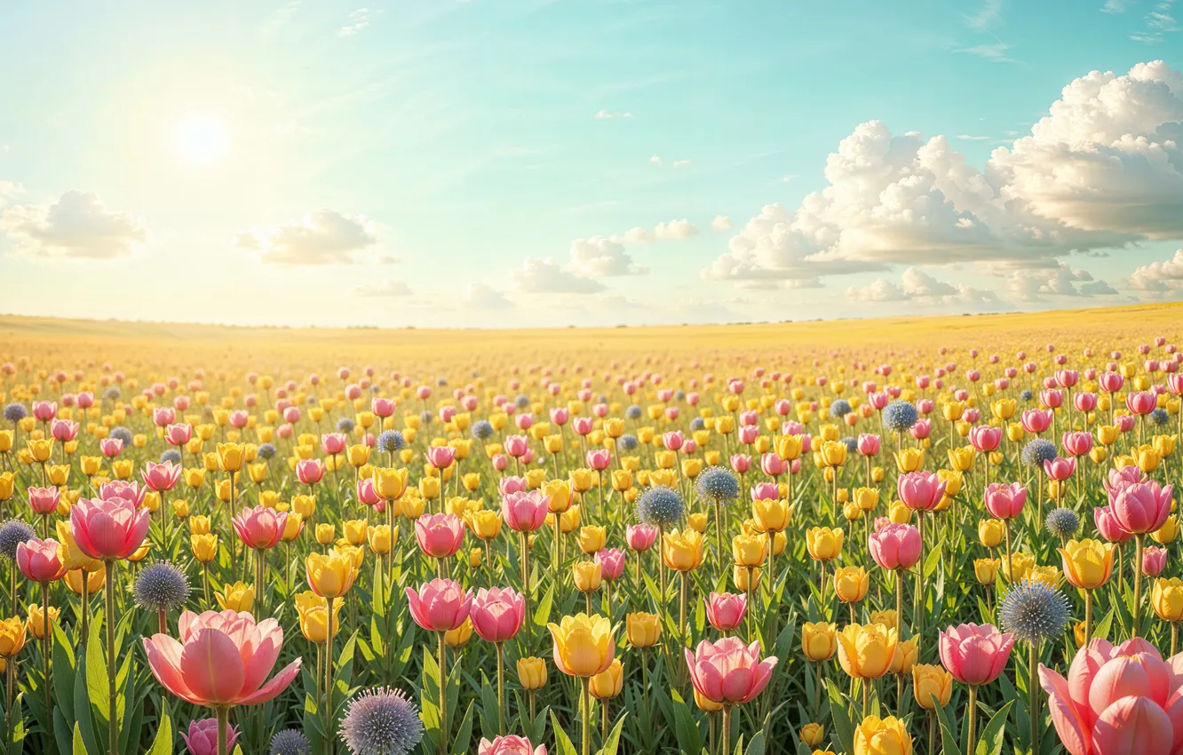 Фото обои цветы, горы, весна, colorful, луг, blossom, flowers, mountains