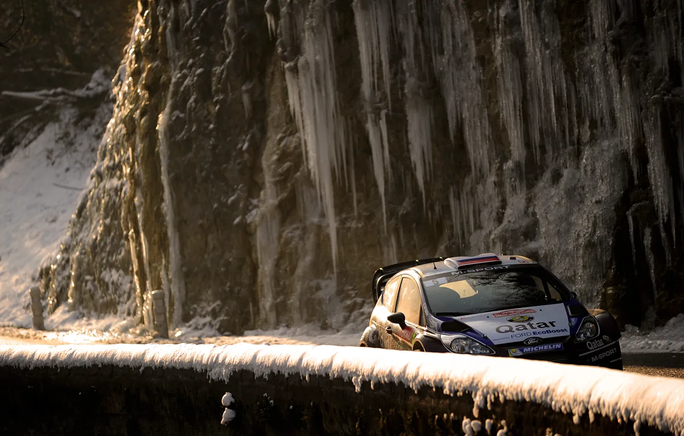 Фото обои дорога, горы, фон, гонки, автомобиль, WRC, Rally, Ford Fiesta