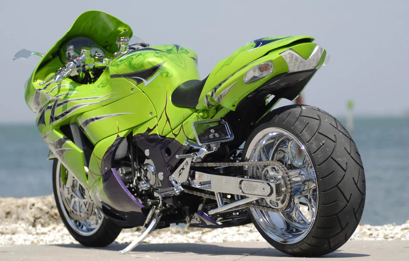 Фото обои green, bike, ZX14