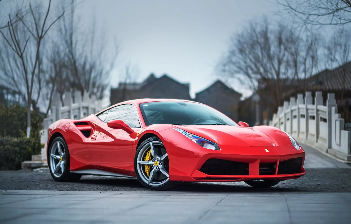 Фото обои car, red, ferrari, front, china, luxury, italian, editorial