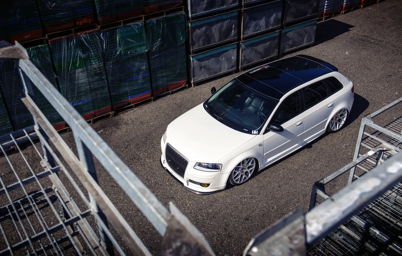 Фото обои Audi, ауди, белая, white, stance