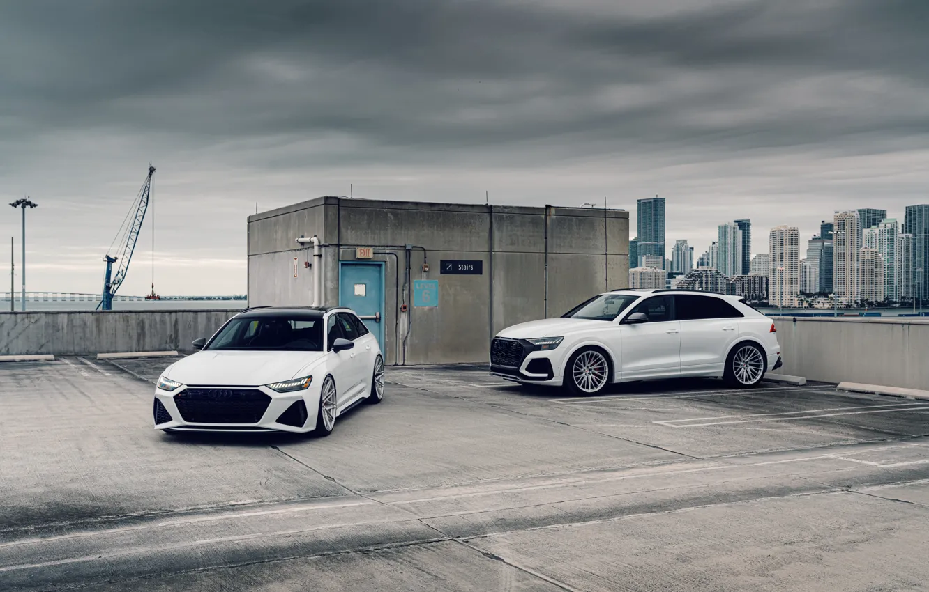 Фото обои Audi, White, RS6, VAG, RSQ8