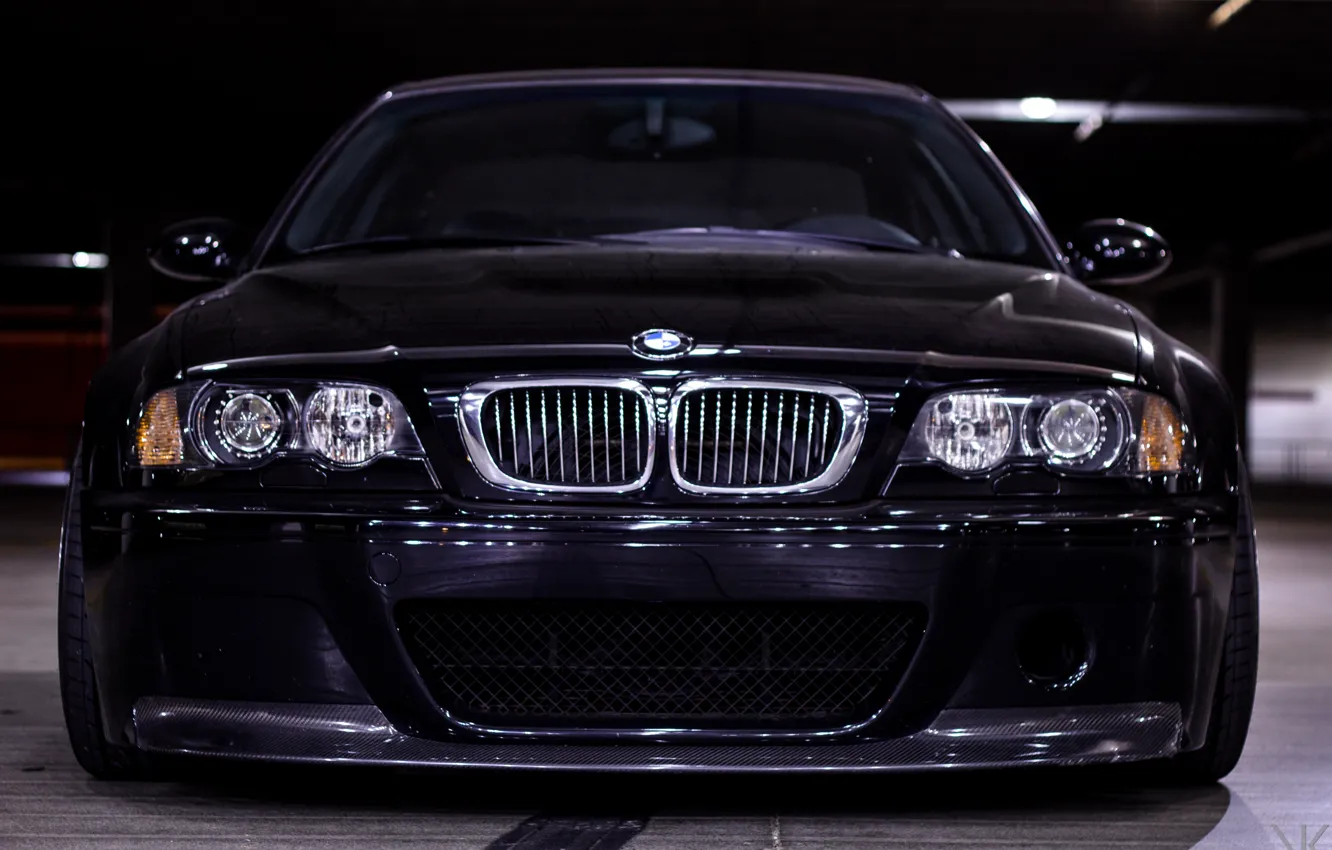 Фото обои BMW, Black, E46, M3, Front viev