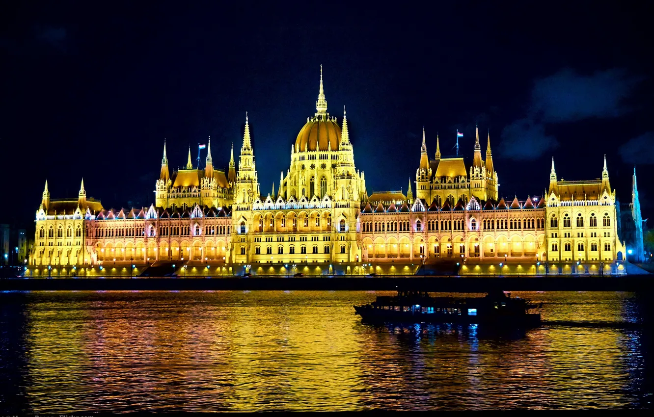 Фото обои Ночь, night, Венгрия, Hungary, Будапешт, Budapest