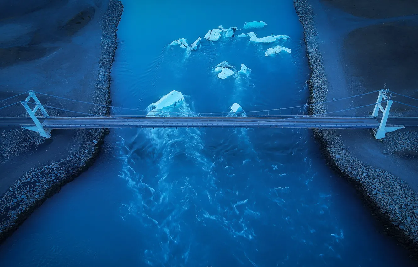 Фото обои river, bridge, Iceland