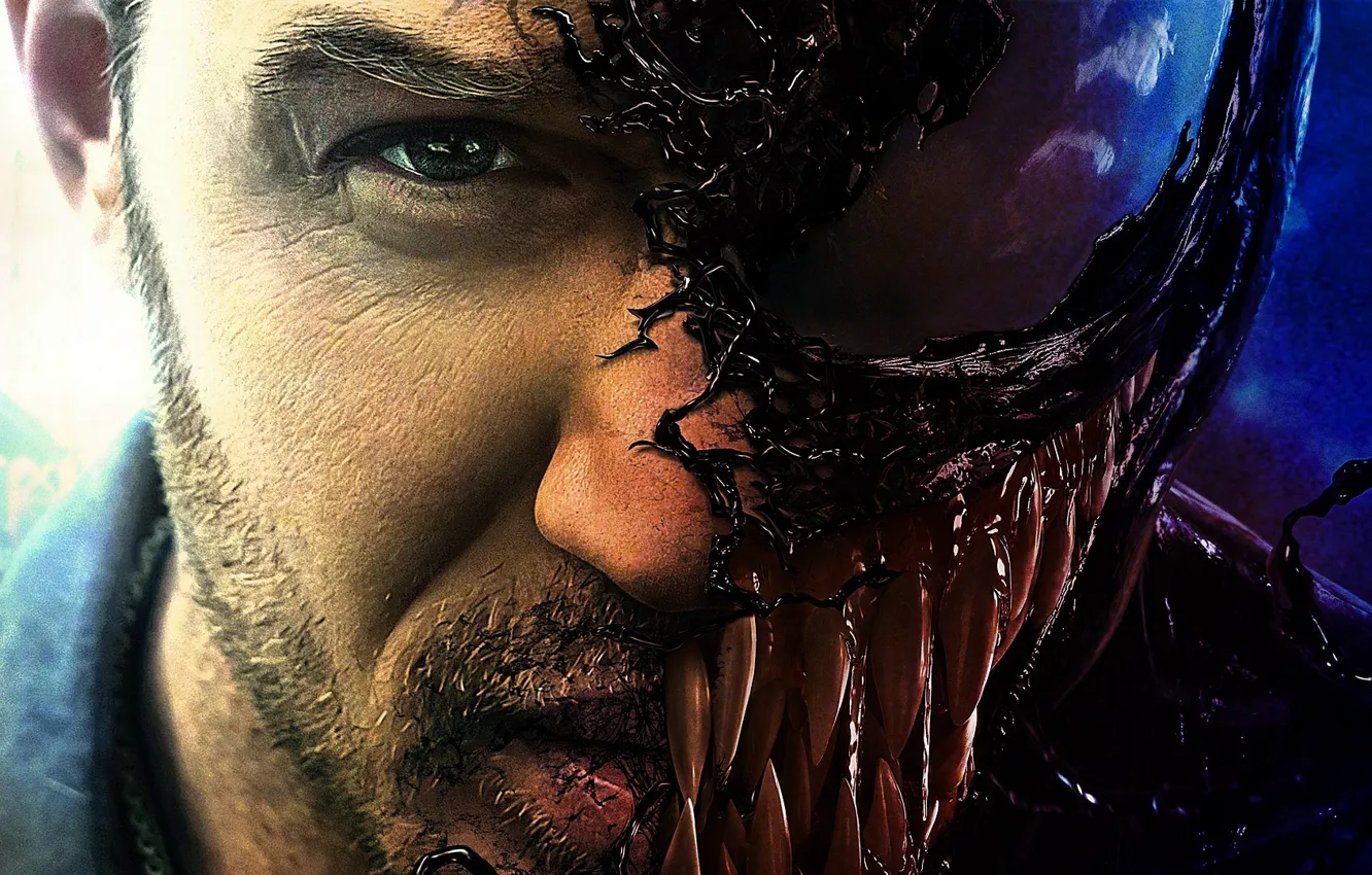 Фото обои взгляд, зубы, Том Харди, Веном, Venom