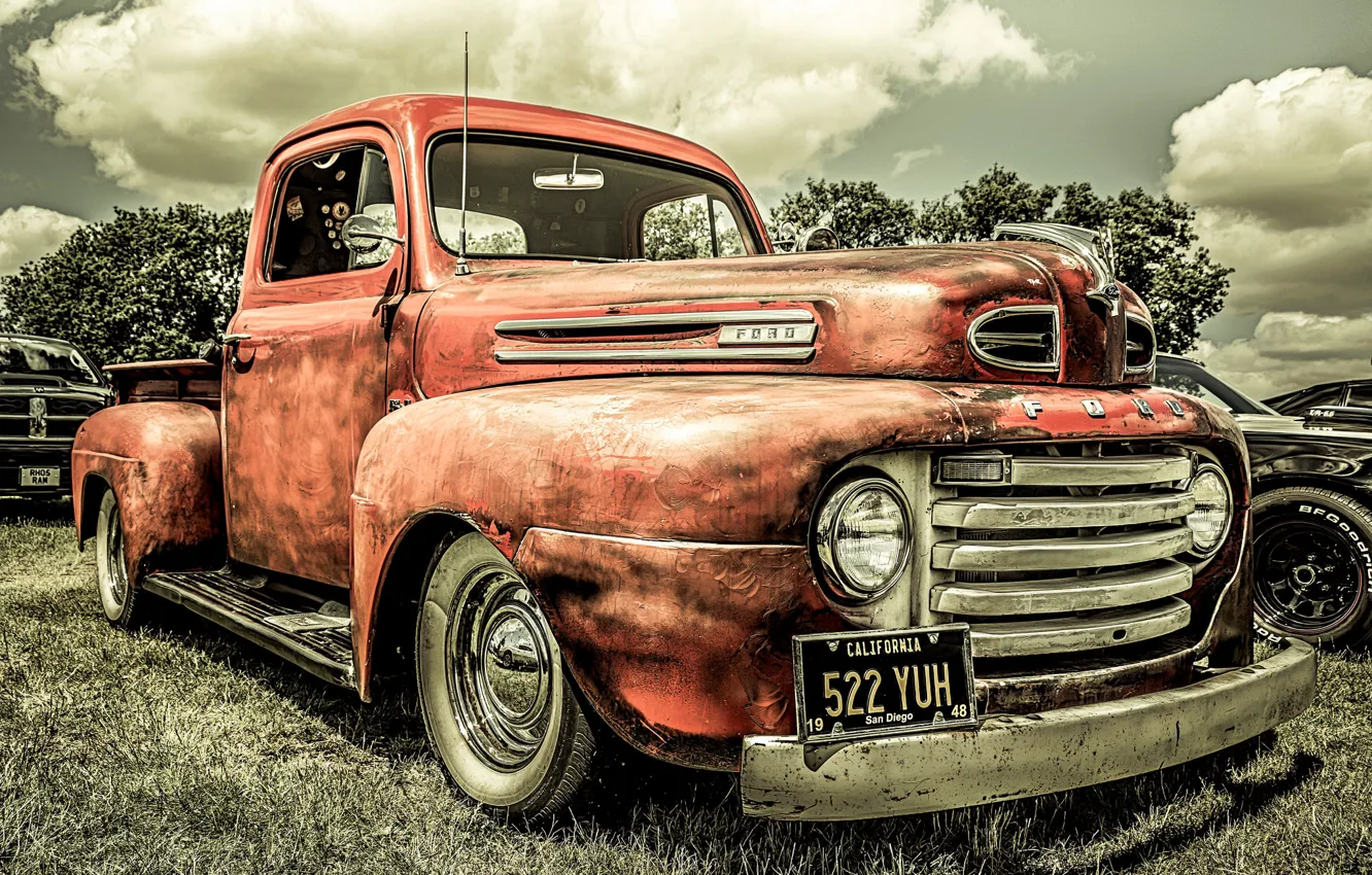 Фото обои ретро, Ford, автомобиль, классика, 1948, Pick Up