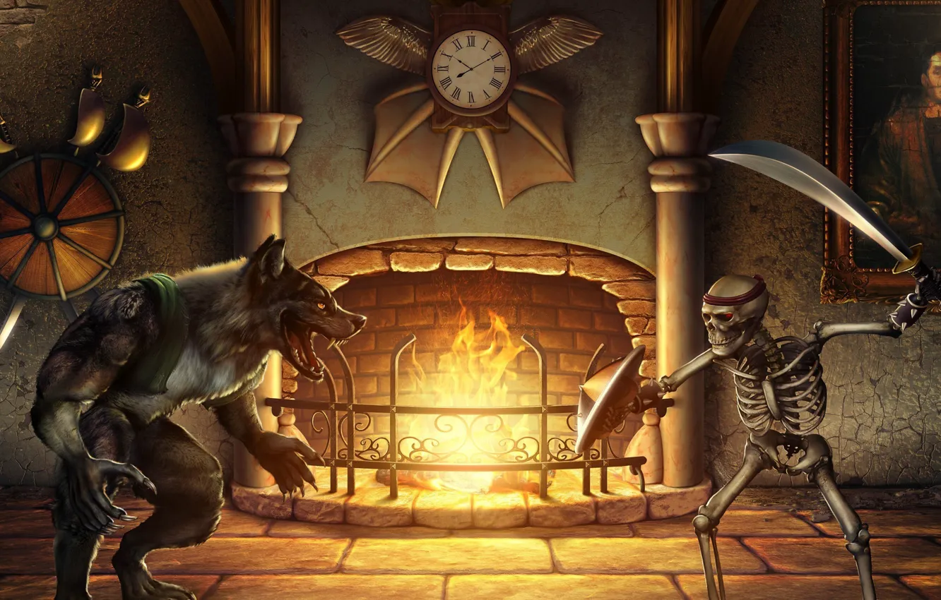 Фото обои skull, sword, game, weapon, fight, ken, wolf, blade