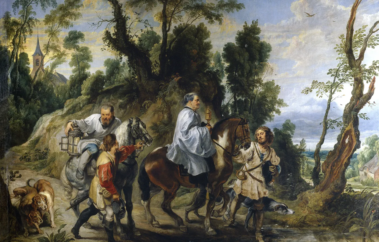 Фото обои картина, жанровая, Питер Пауль Рубенс, Pieter Paul Rubens, Помощь Рудольфа Габсбурга Священникам