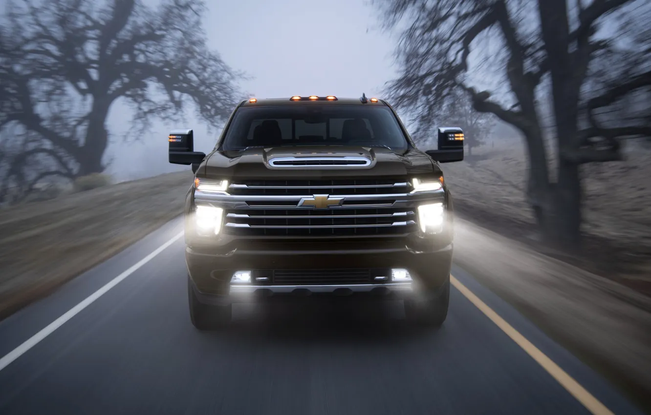 Фото обои туман, Chevrolet, пикап, Silverado, High Country, 2020, 2500 Heavy Duty