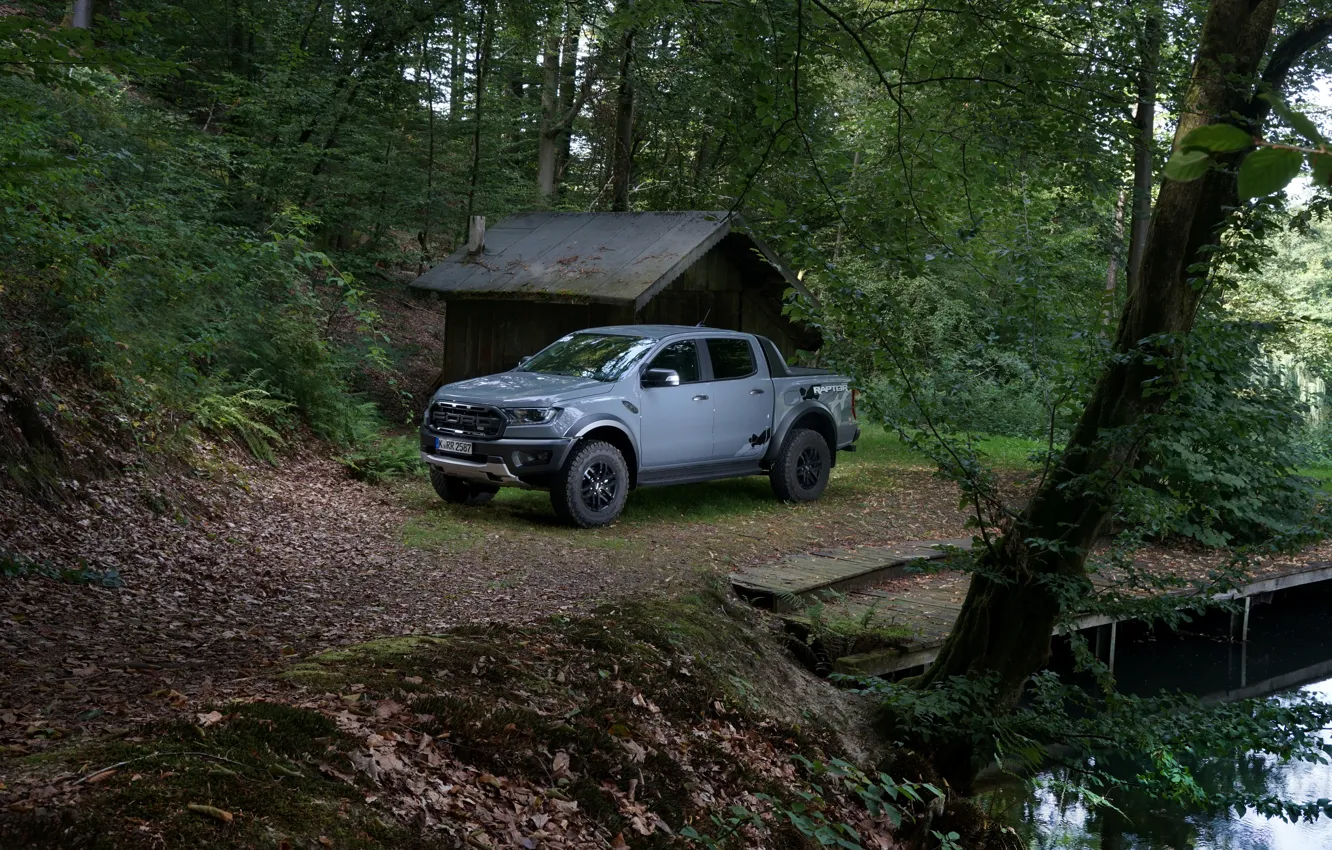 Фото обои серый, Ford, причал, Raptor, пикап, Ranger, 2019