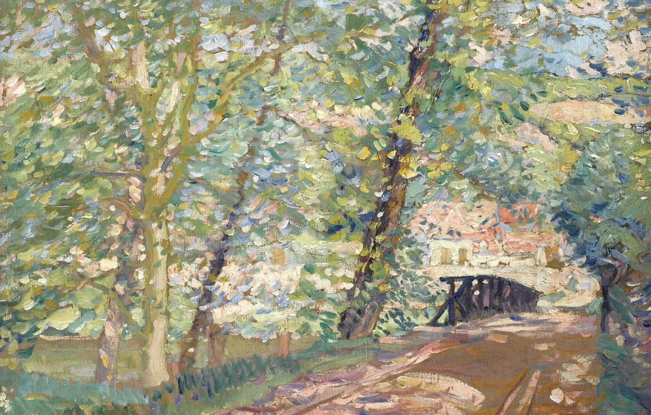 Фото обои пейзаж, картина, Karl Albert Buehr, Карл Альберт Бюр, 1908-11, Мост Ведущий к Дому Художника
