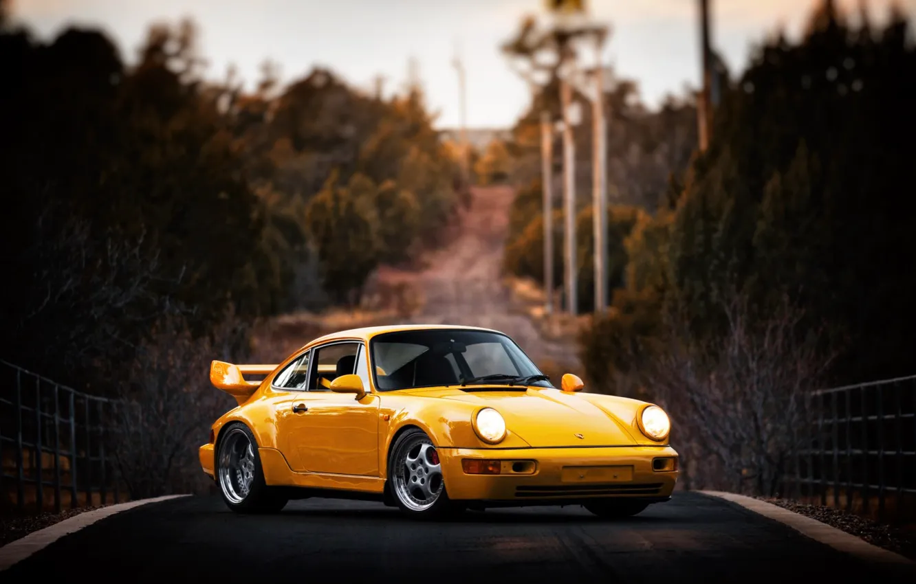 Фото обои Авто, Желтый, 911, Porsche, Машина, Фары, Porsche 911, Carrera