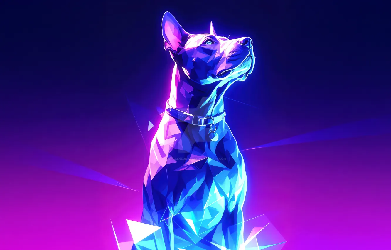 Фото обои dog, neon, cyber, sentinel