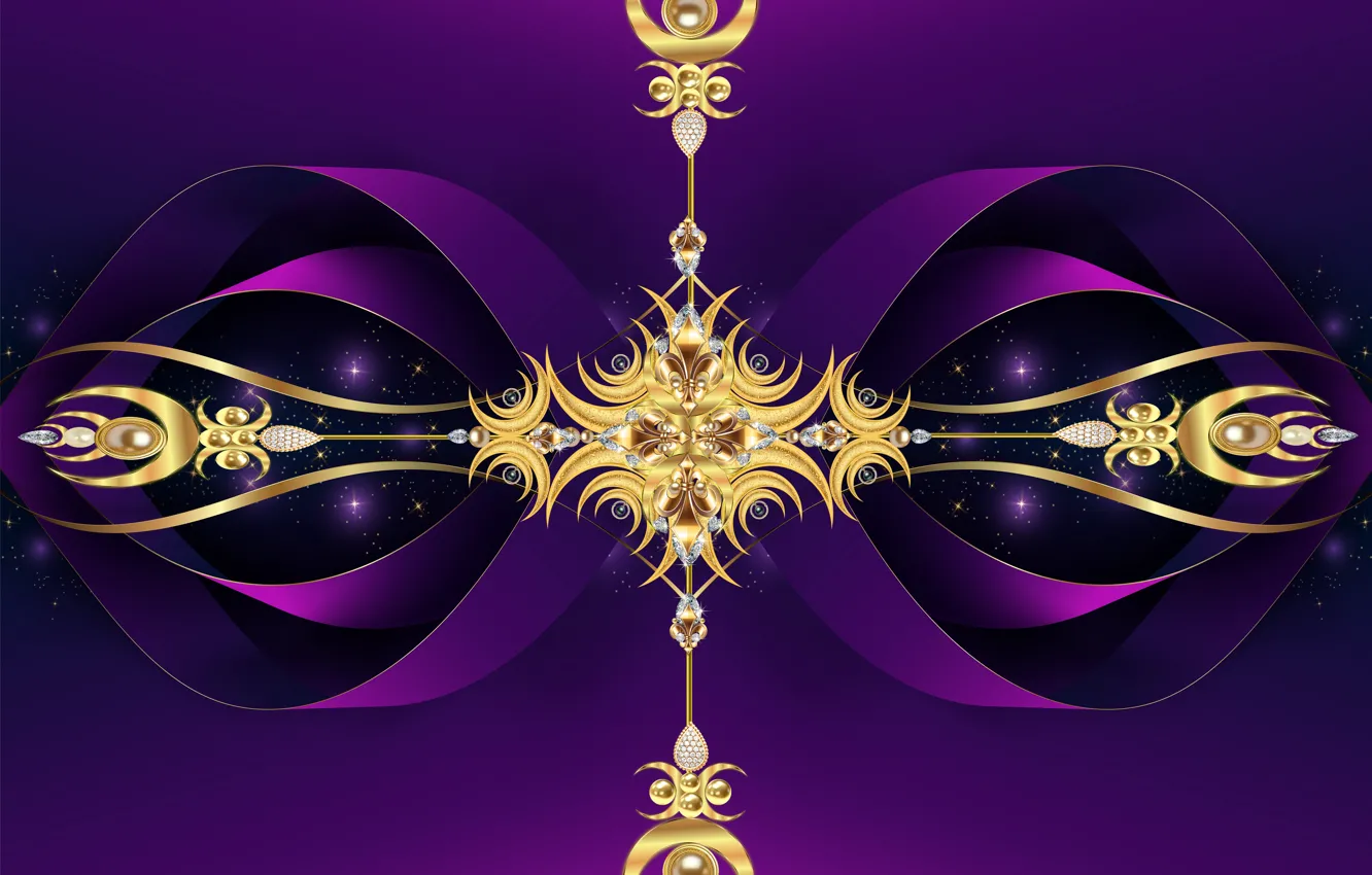 Фото обои gold, design, pattern, purple