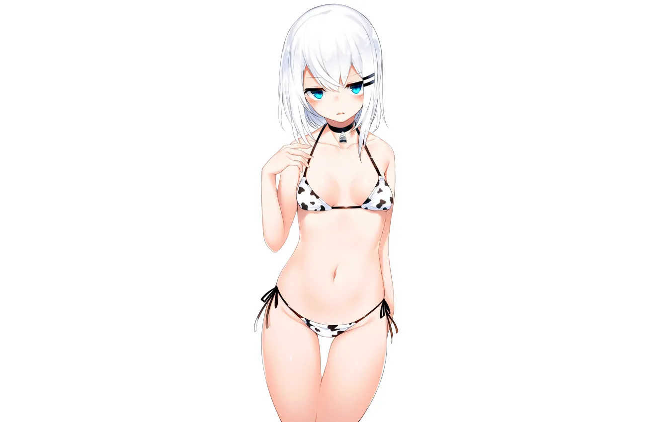 Фото обои girl, sexy, cleavage, boobs, anime, beautiful, short hair, pretty