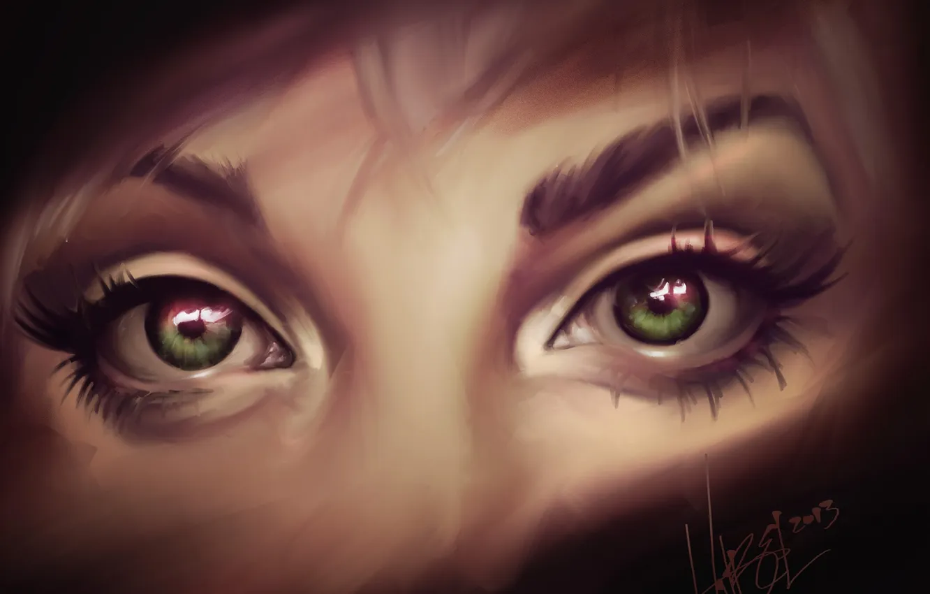Фото обои глаза, девушка, ресницы, арт