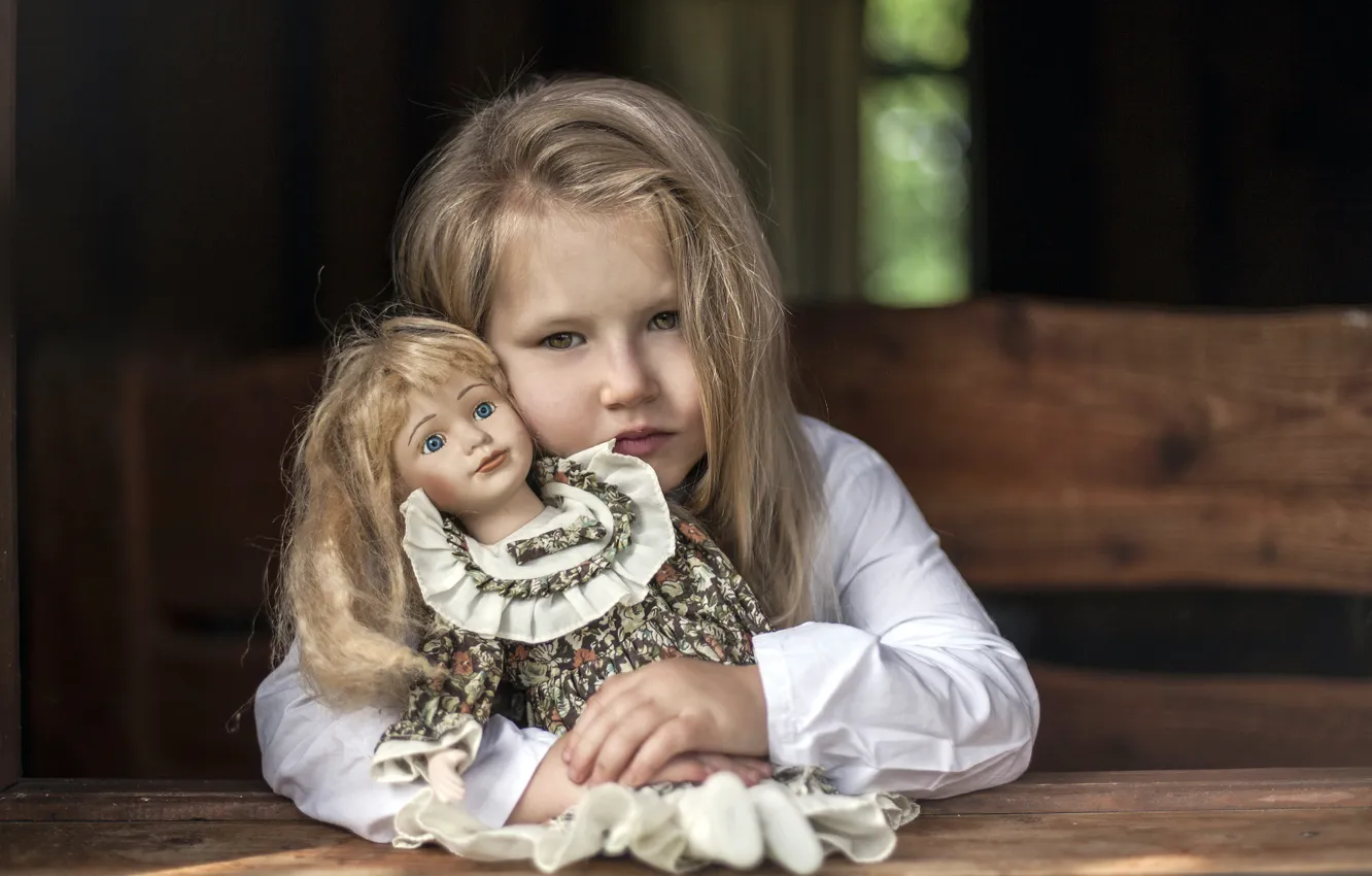 Фото обои портрет, кукла, девочка