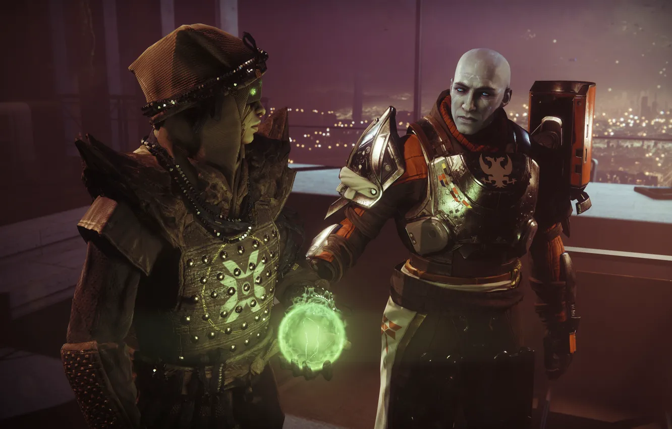 Фото обои девушка, мужчина, сфера, Destiny 2, Destiny 2: Shadowkeep