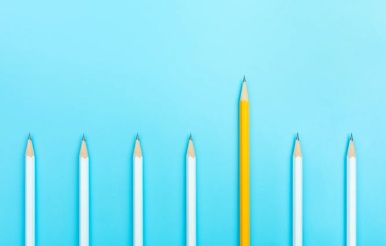 Фото обои white, yellow, pencils, difference