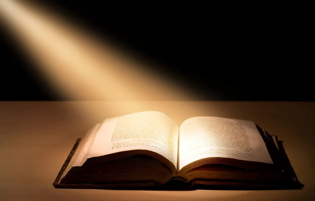 Фото обои лучи, свет, книга, библия, book