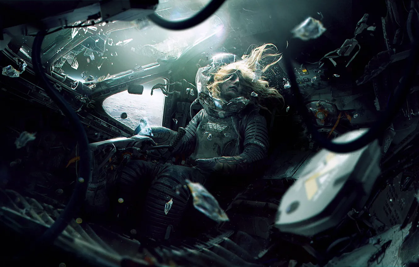 Фото обои космос, смерть, фантастика, планета, скафандр, орбита, кабина, пилот