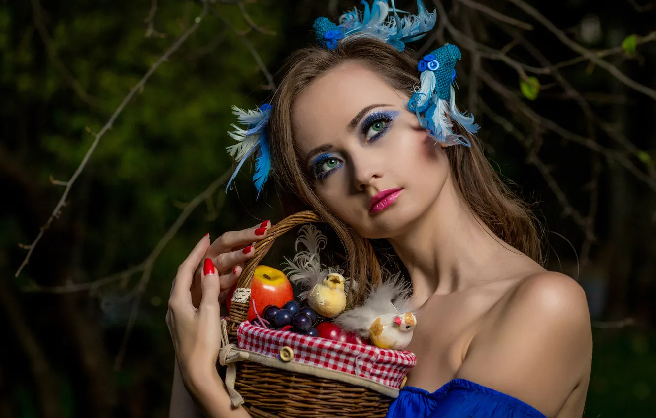 Фото обои корзина, макияж, фрукты, фотосессия, Андрей Макаренко