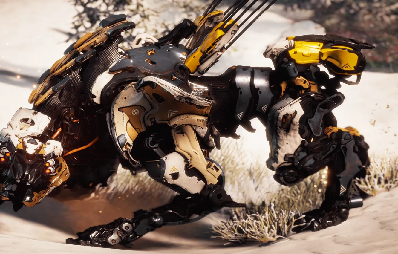 Фото обои Робот, Охотник, PS4, Horizon Zero Dawn