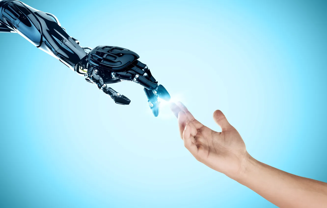 Фото обои Будущее, Руки, Future, Технологии, Technology, Искусственный интеллект, Humanity, Artificial intelligence