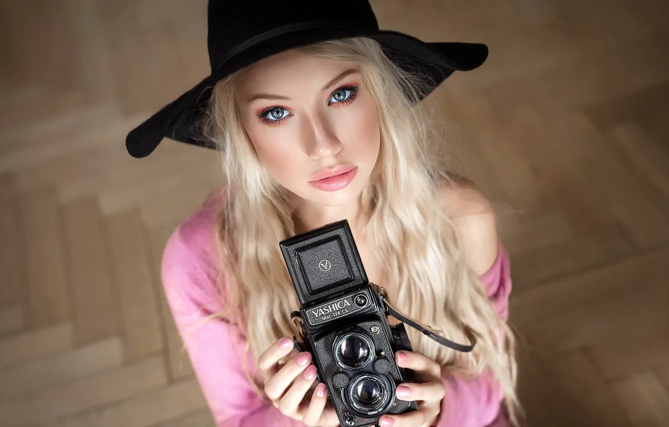 Фото обои девушка, камера, linda