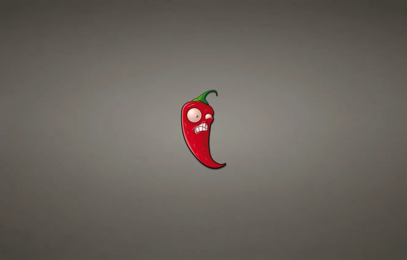 Фото обои красный, минимализм, перец, чили, pepper, темноватый фон, plants vs zombies