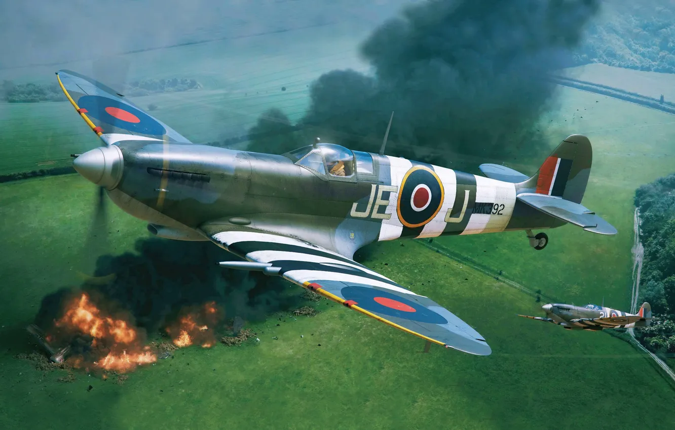 Фото обои Spitfire, RAF, Великoбритaния, Spitfire Mk. IXc, Поршневой самолёт