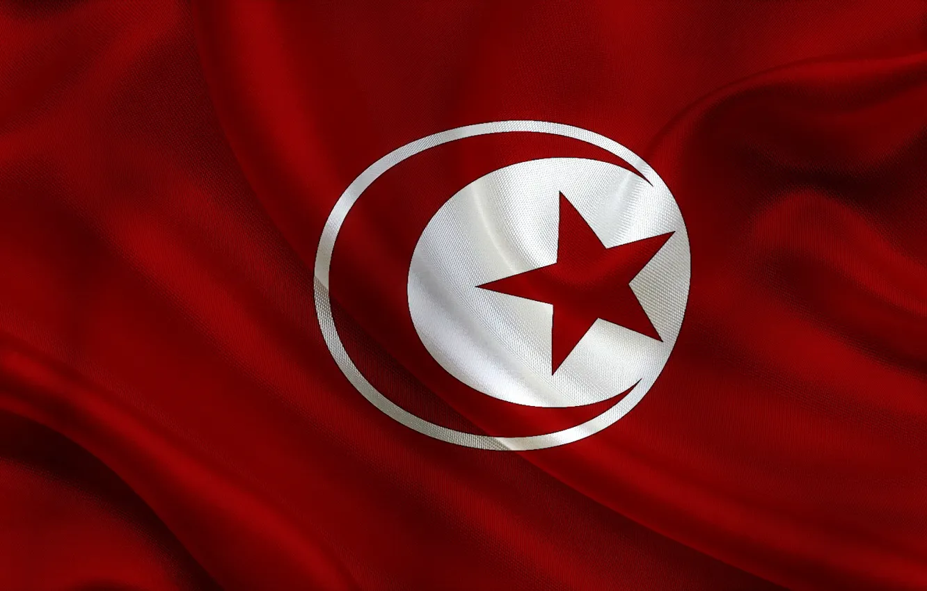 Фото обои Красный, Белый, Звезда, Флаг, Текстура, Flag, Тунис, Tunisia
