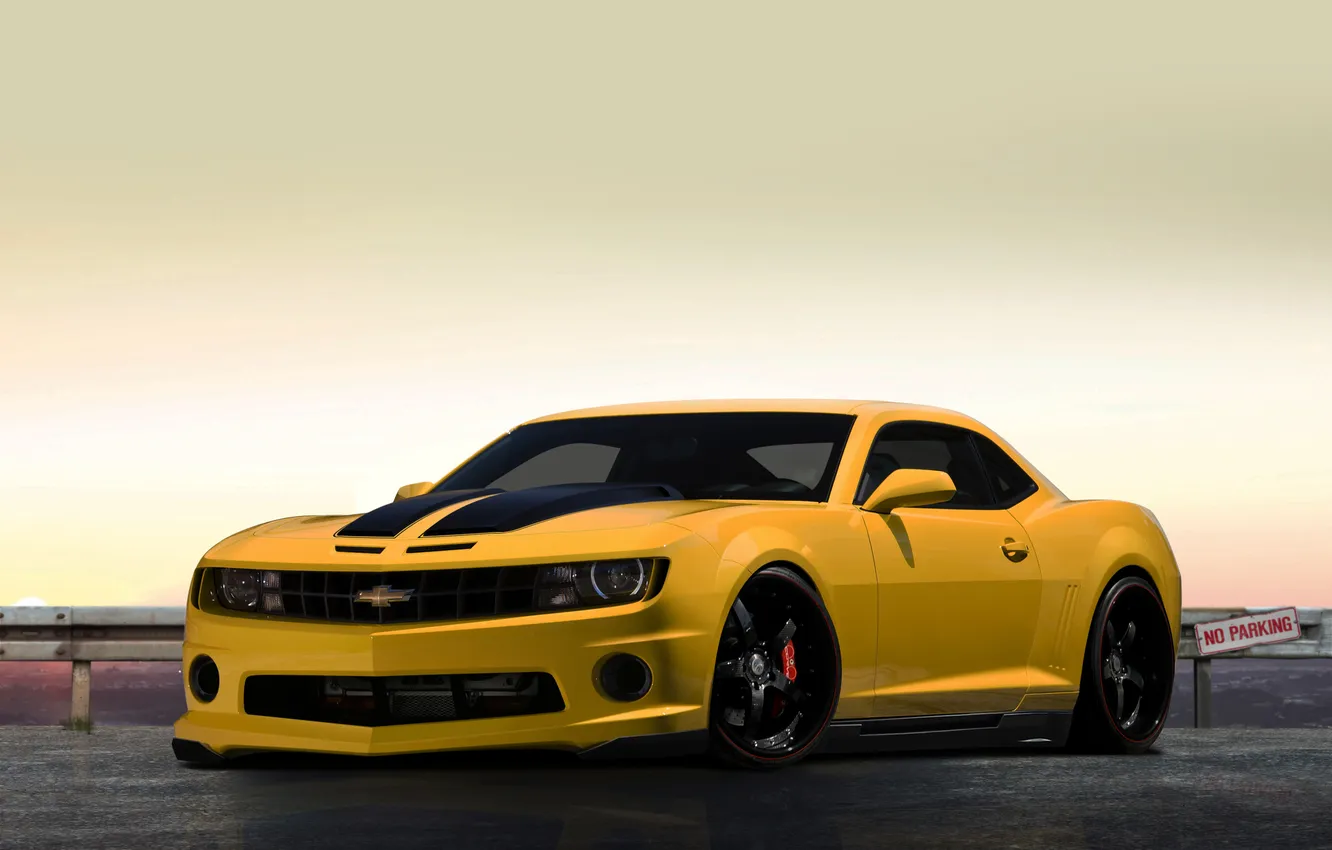 Фото обои жёлтый, Chevrolet, Camaro