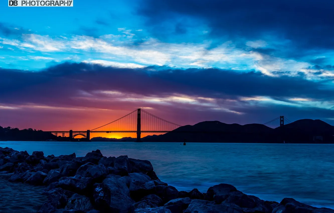 Фото обои солнце, закат, Мост