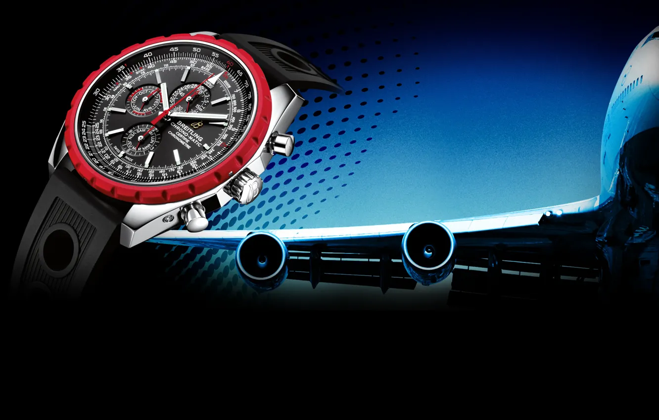 Фото обои Часы, самолёт, Breitling, Chrono-Matic