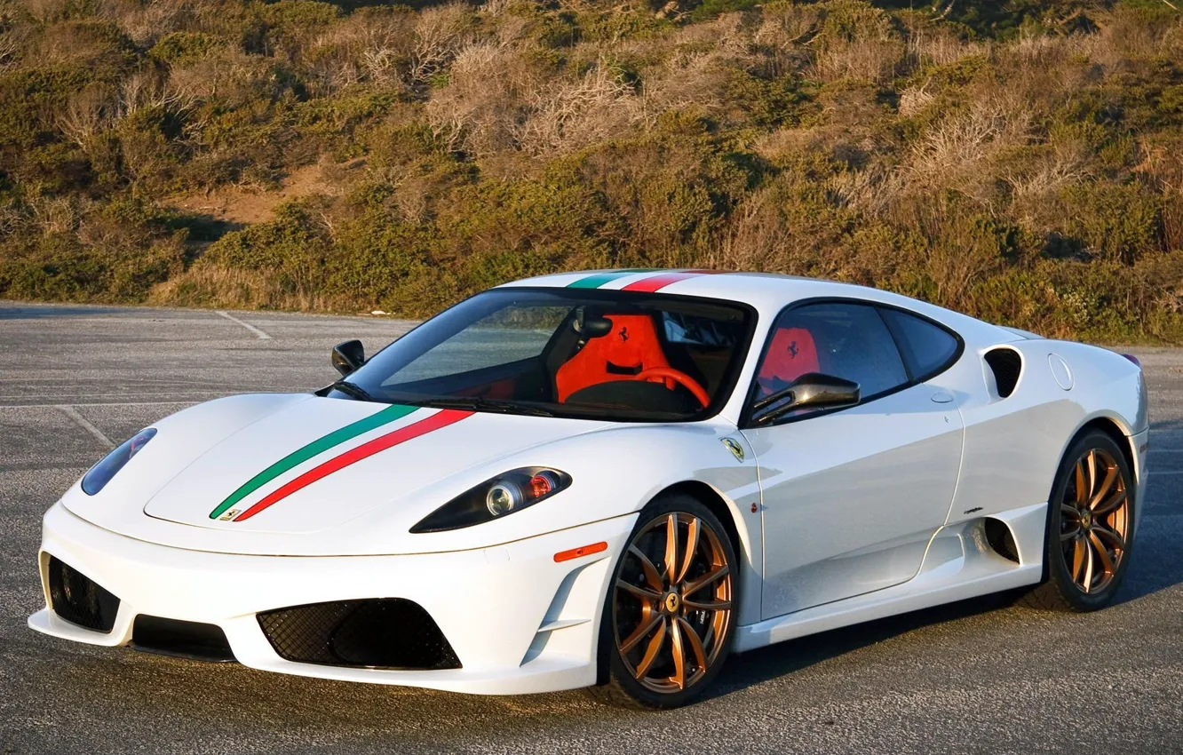 Фото обои Белый, F430, Ferrari