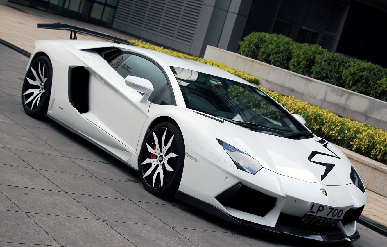 Фото обои car, Lamborghini, white, auto, wallpapers, LP700-4, Aventador
