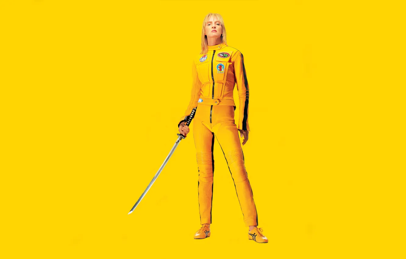 Фото обои желтый, меч, Kill Bill, Uma Thurman, Убить Билла, Ума Турман