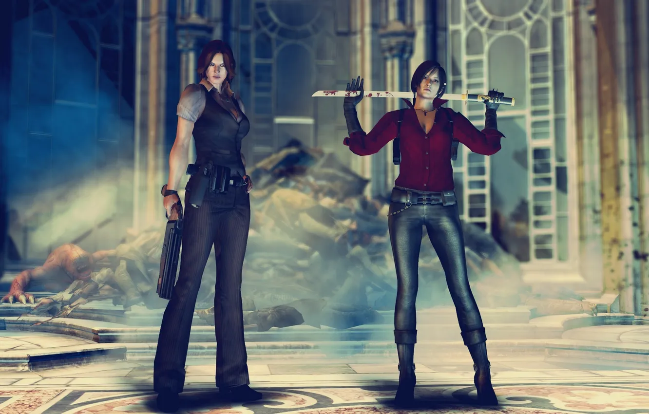 Фото обои Обитель зла, Resident Evil 6, ада вонг, Helena Harper, Ada Wong