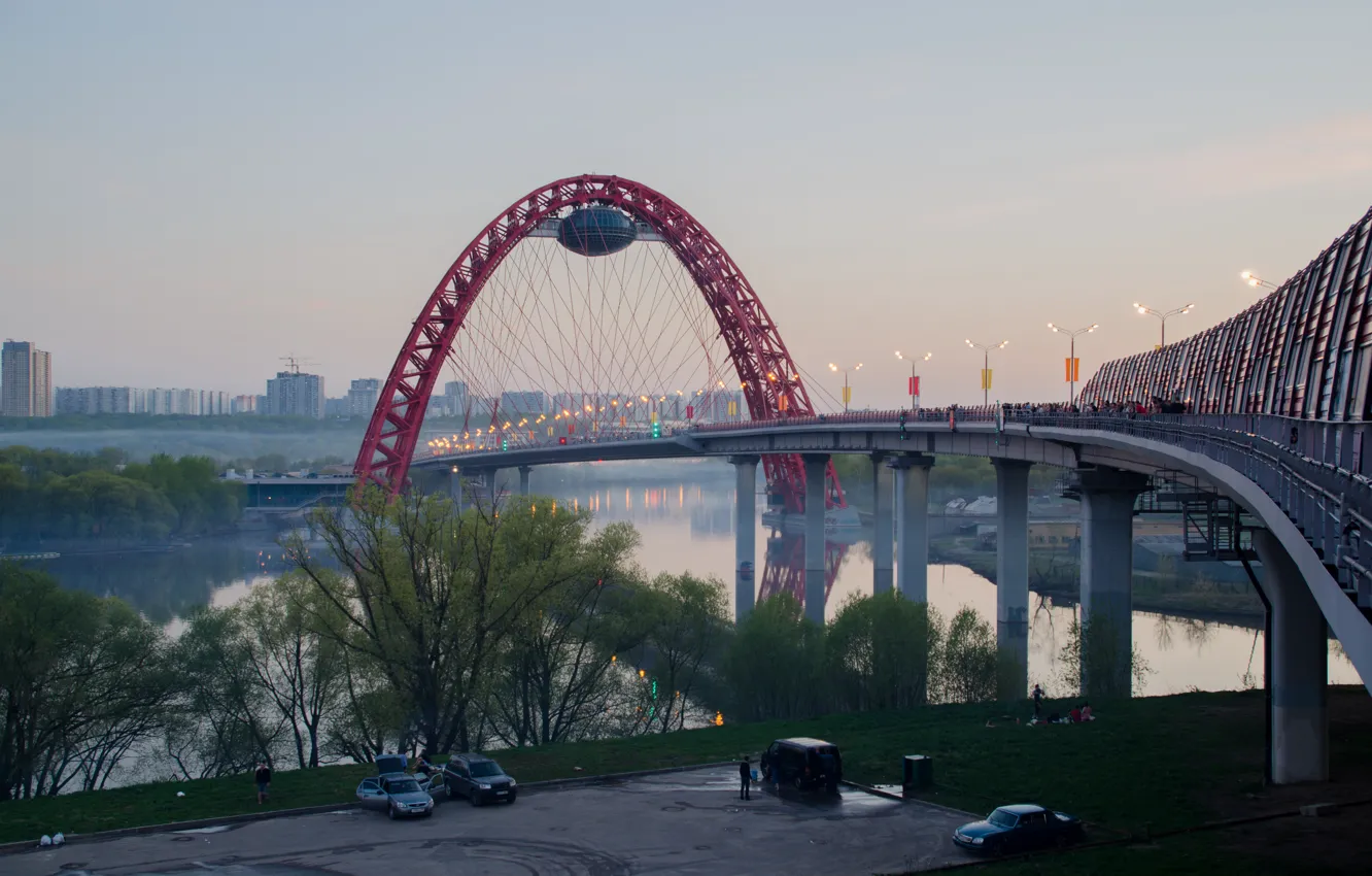 Фото обои мост, Москва, red, bridge, Moscow