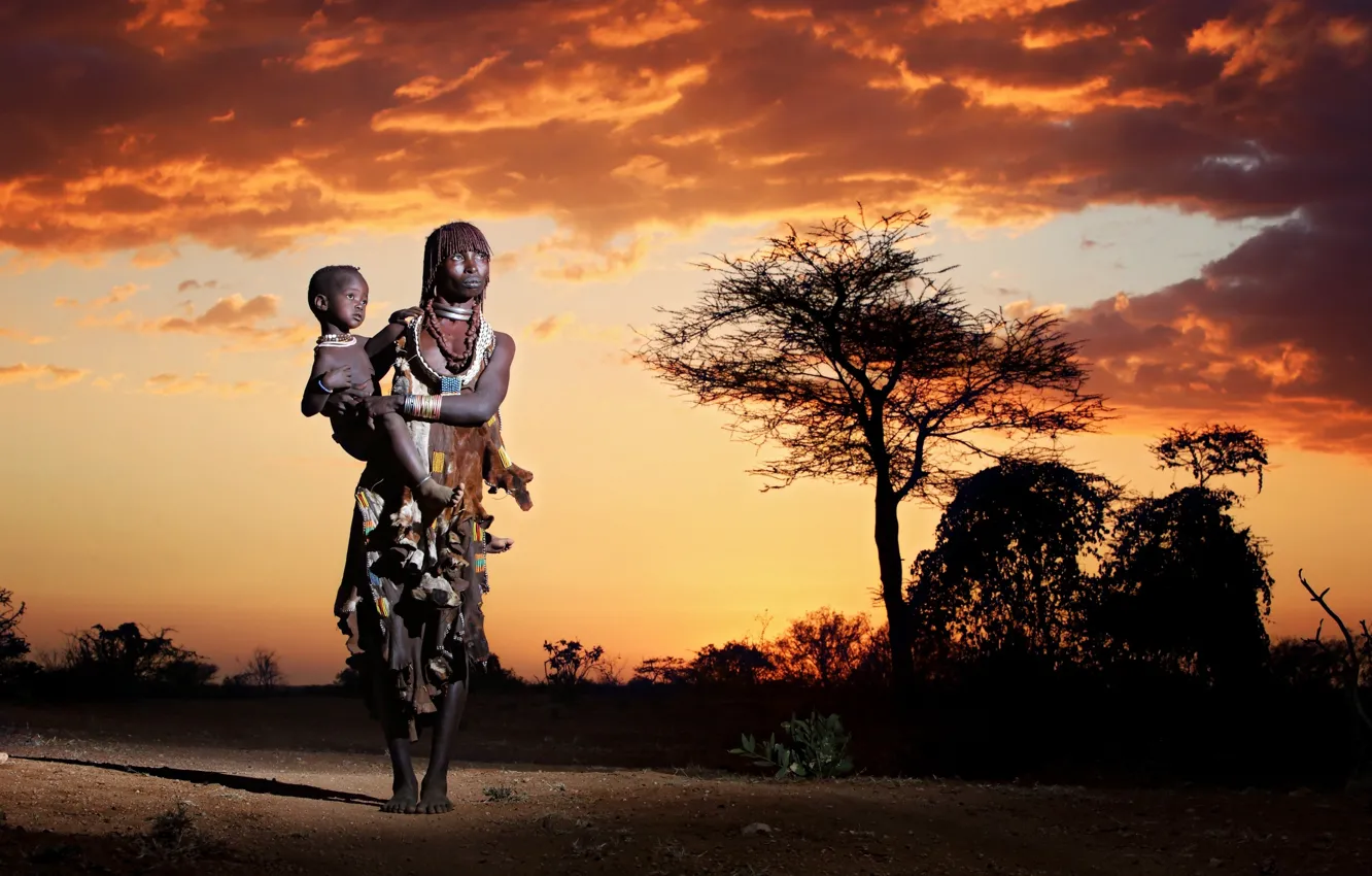 Фото обои африка, коренные жители, Mother and child