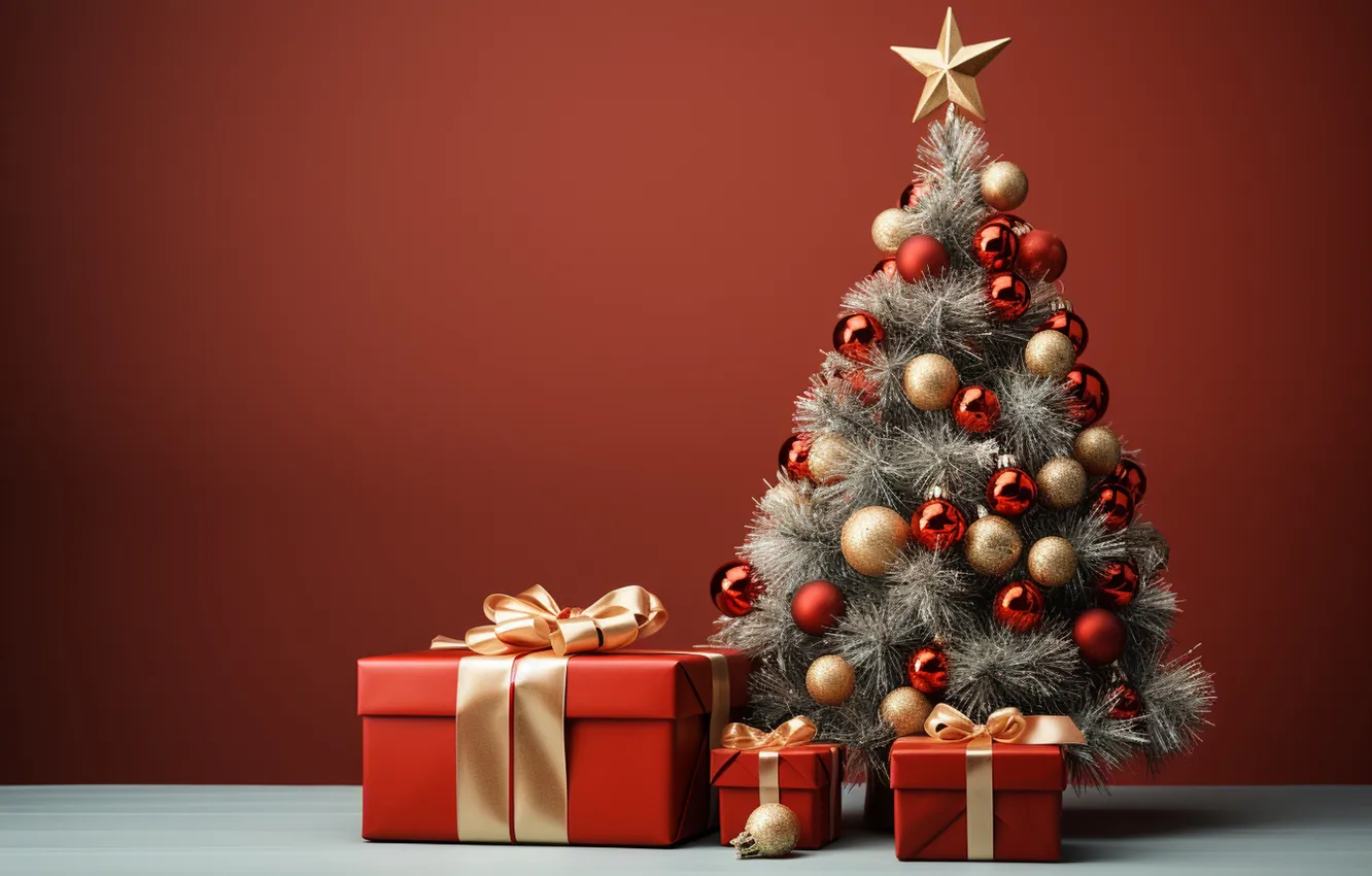 Фото обои елка, Рождество, подарки, Новый год, Christmas, tree, decoration, gift boxes