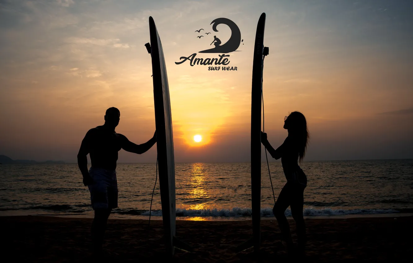 Фото обои logo, Sunset, board, Amante