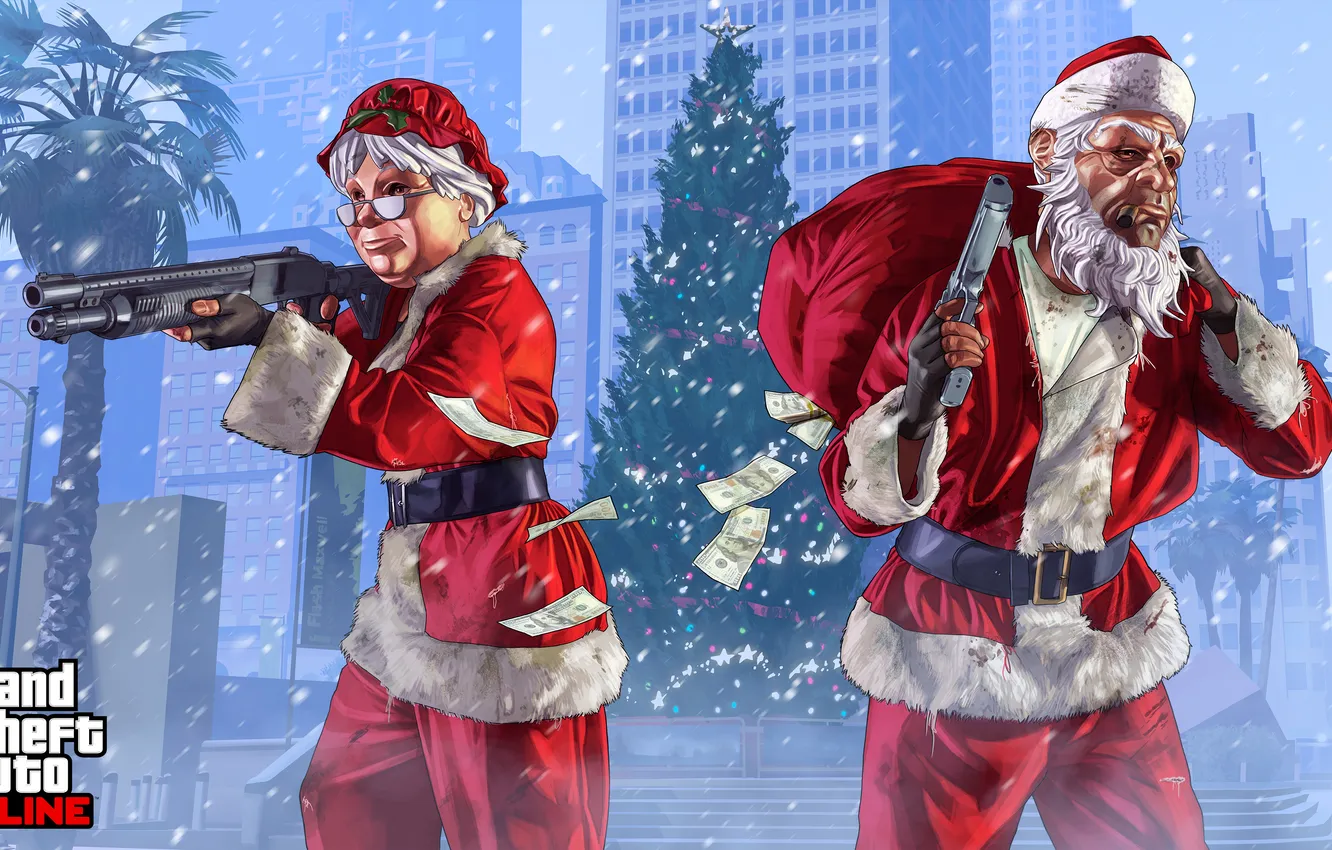 Фото обои новый год, Санта Клаус, Santa, gta online