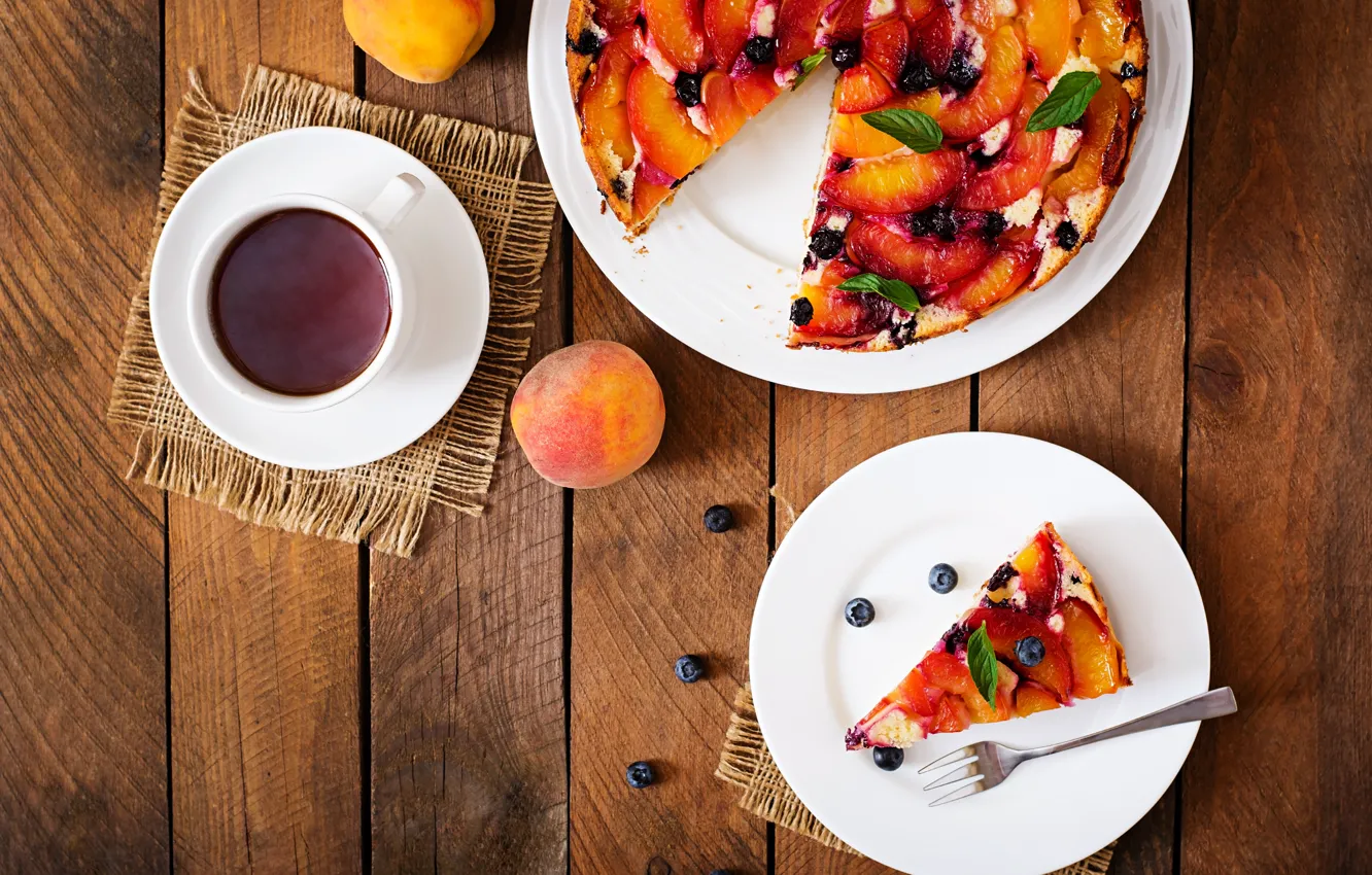Фото обои ягоды, чай, сладость, фрукты, выпечка, фруктовый пирог