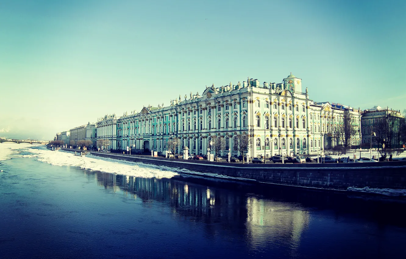 Фото обои река, Питер, Санкт-Петербург, Эрмитаж, Россия, музей, Russia, набережная