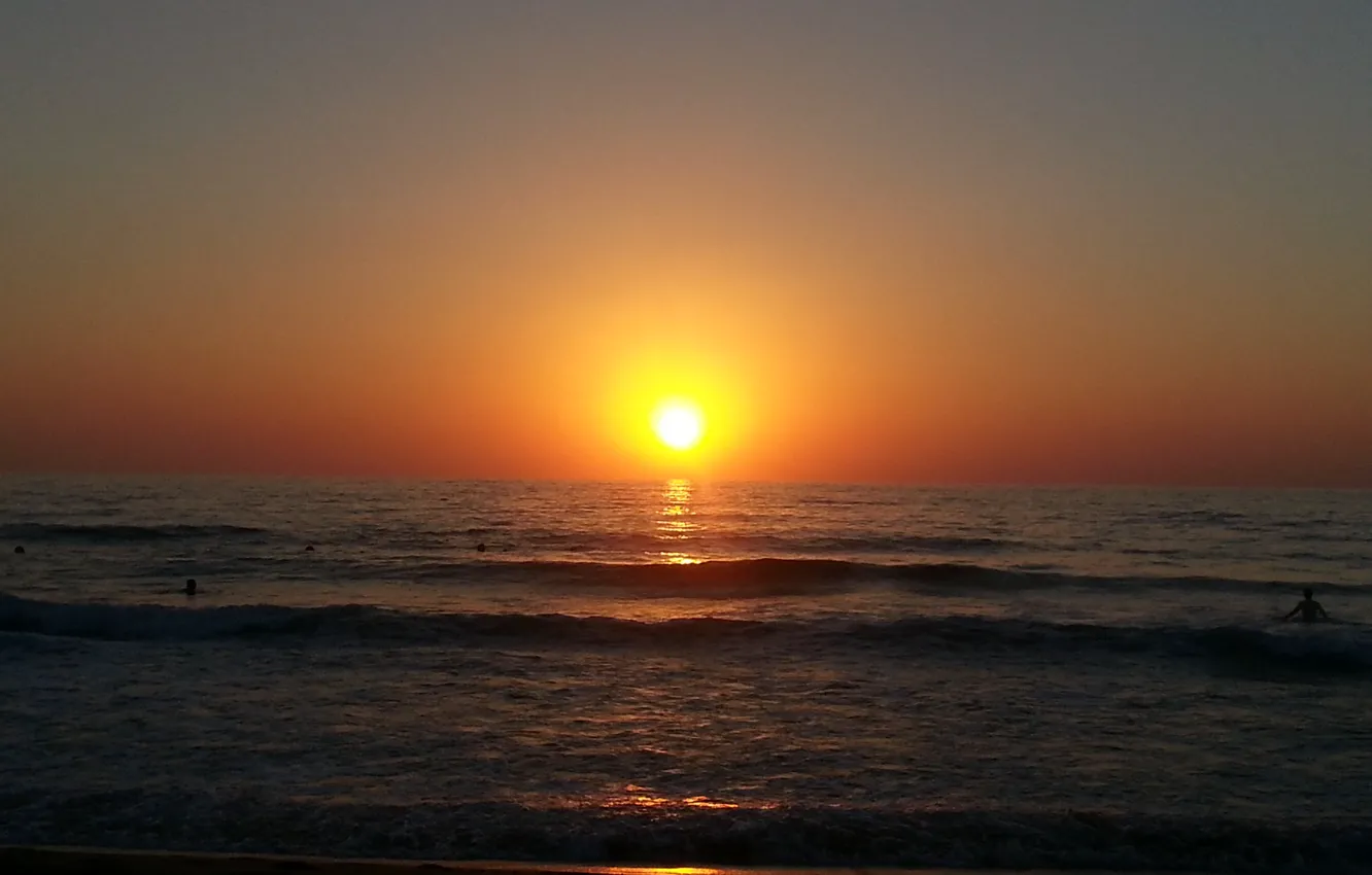 Фото обои Закат, Солнце, Море, Волны, Кипр, Cyprus, Пафос